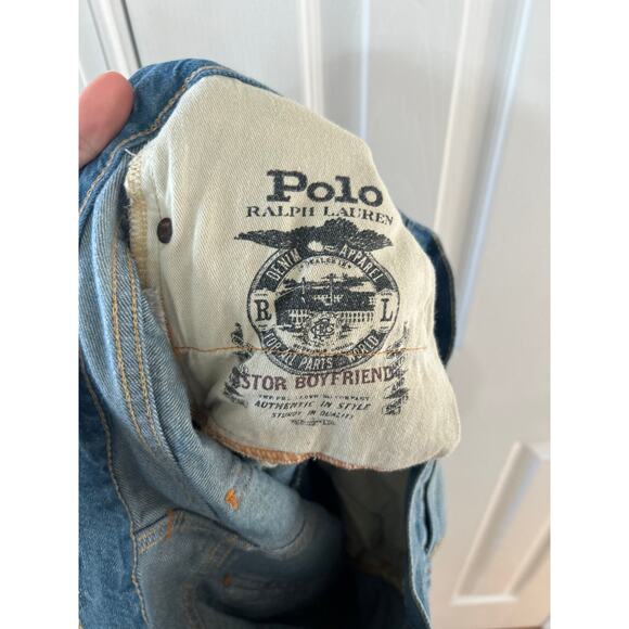 Polo Ralph Lauren Astor Boyfriend Distressed Patchwork Light Wash Straight Jeans - Picture 5 of 7